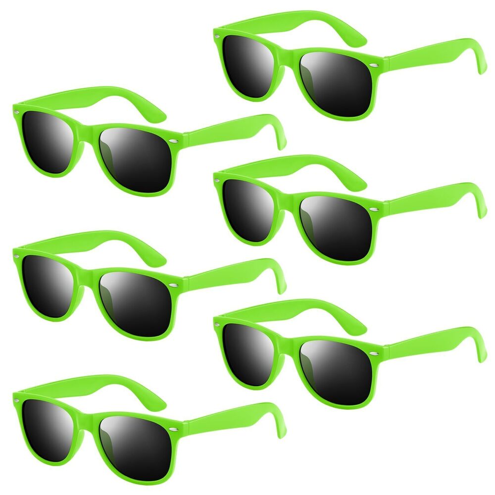 7686 12 Pack Green Neon Sunglasses Bulk Retro Colorful Party Glasses